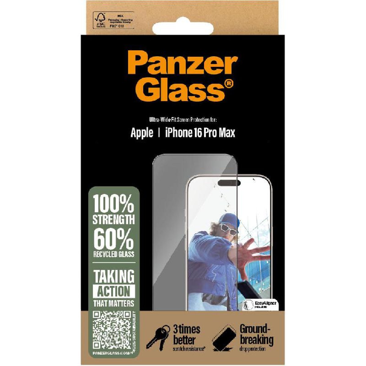 Panzer iPhone 16 Pro Glass Ultra Wide Fit Screen Protection