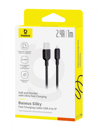 Baseus Silky Fast Charging Cable USB-A to Lightning 1m | Cluster Black