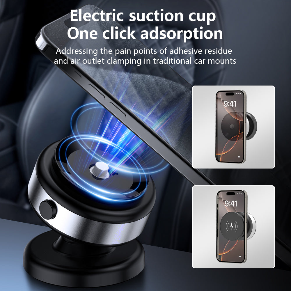 Magnetic Vacuum Suction Wireless Charging Auto Phone Holder for Car