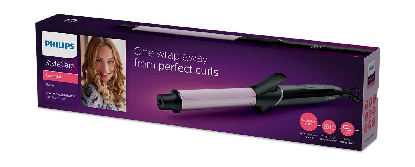 Philips StyleCare Hair Curler with Tourmaline Ceramic Coating, 8 Digital Heat Settings, 25mm Medium Barrel | Black