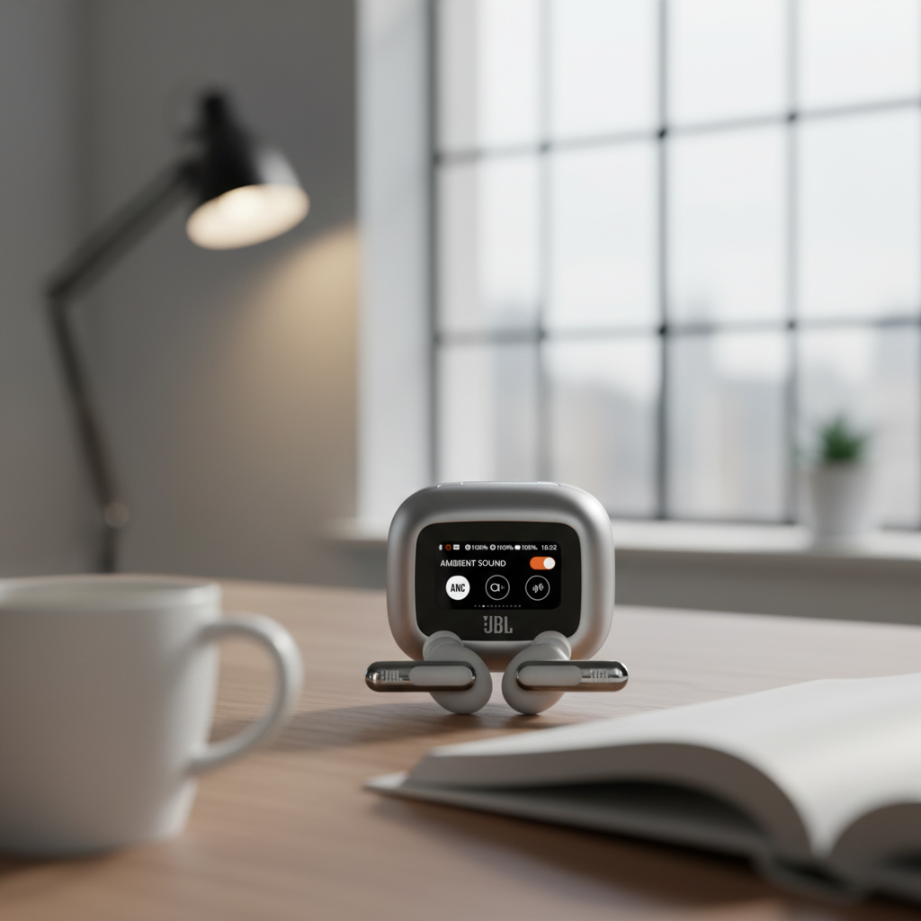 JBL Live Beam 3 True Wireless Earbuds with Screen | Silver