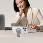 ASLI Magnetic Band Leather Grip & Foldable Stand 2-in-1 Functional Design | Silver