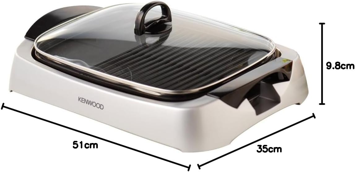 Kenwood Health Grill 2000 Watts With Glass Lid, Silver