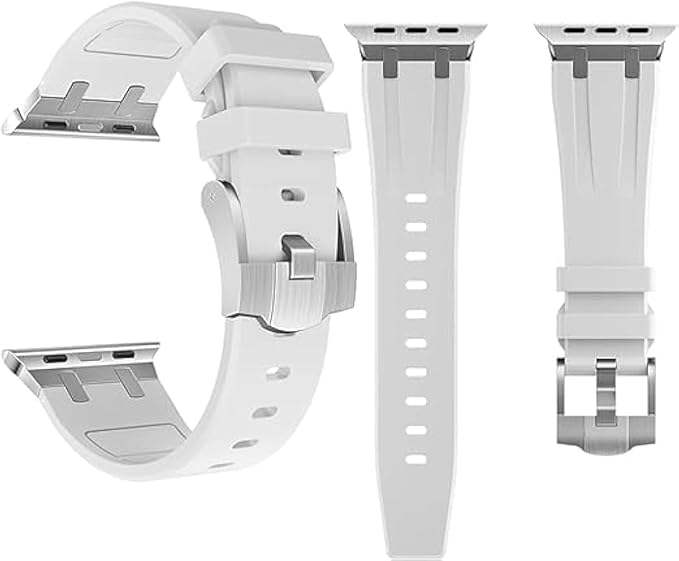 Silicone Watch Band 45\49MM with Metal Head | White With Silver Head