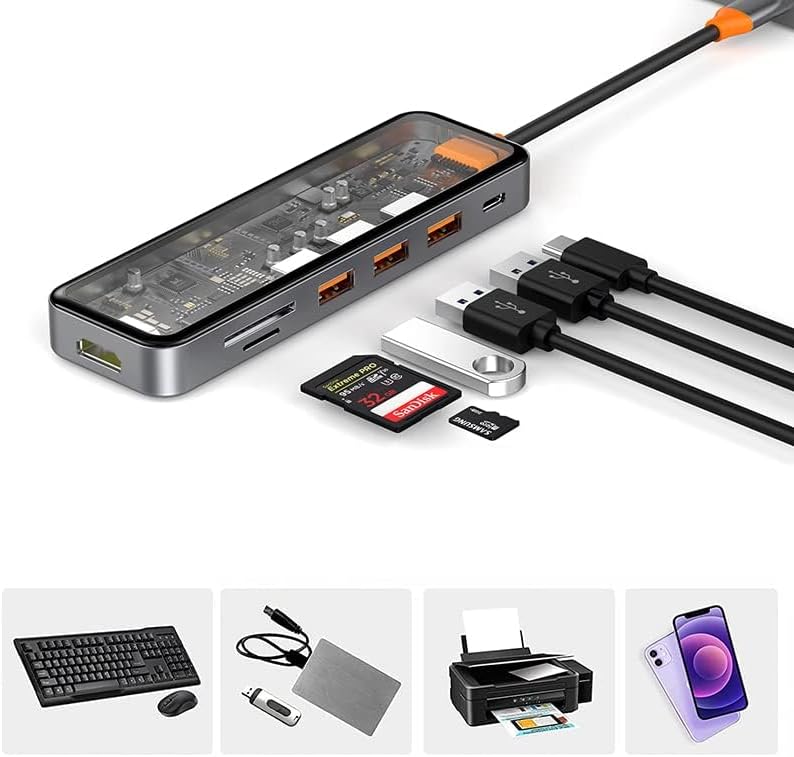 موزع 7 في 1 من Wiwu Cyber Hub&nbsp;USB-C شفاف