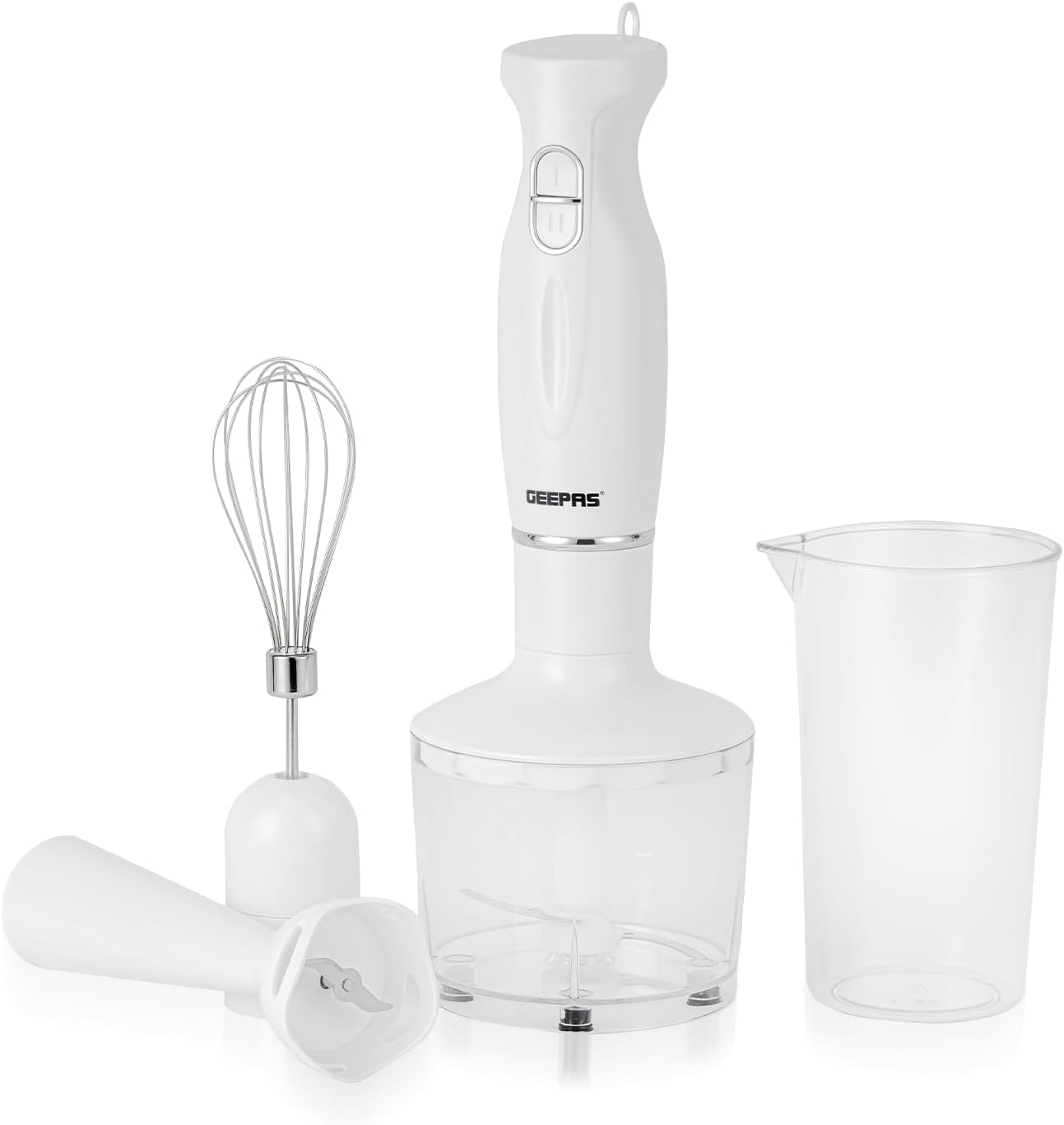 Geepas GHB6144 200W Hand Blender Set – 2-Speed Detachable Stick Blender & Whisk, Stainless Steel Blades | Ideal for Smoothies, Shakes, Purees & More
