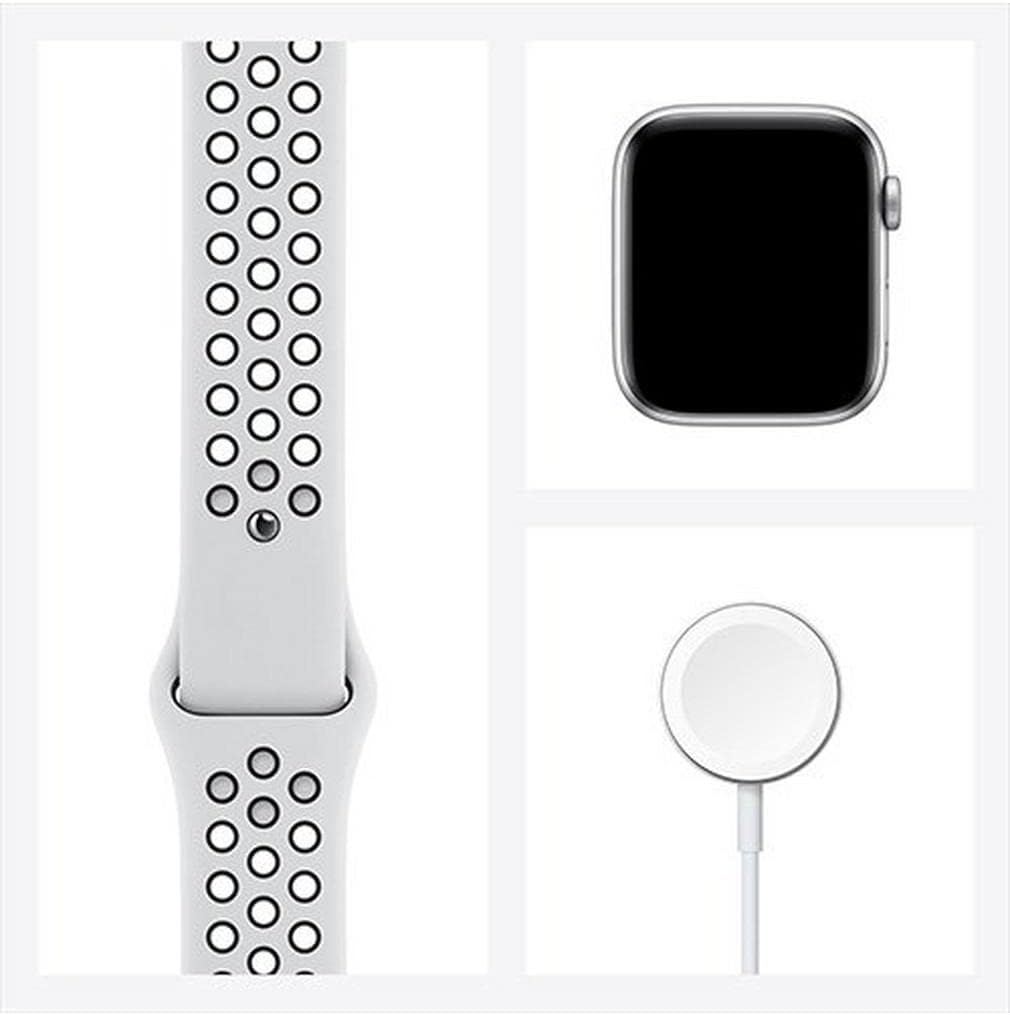 Apple Watch Nike SE GPS, 40mm Silver Aluminium Case with Pure Platinum/Black Nike Sport Band - Regular