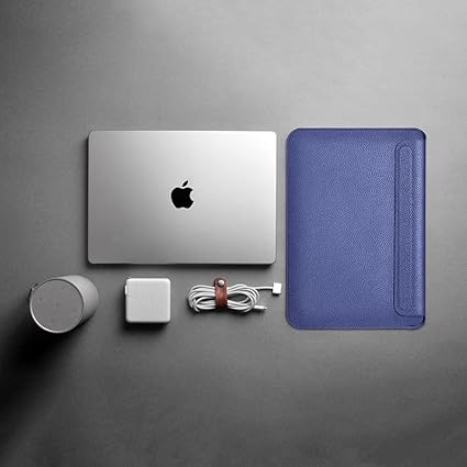 WIWU Genuine Leather Sleeve For Macbook 13.3 and Laptop | Navy Blue