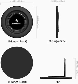 حامل حلقي مغناطيسي للهاتف Sinjimoru M-Ringo لحافظة Apple MagSafe - أسود معدني | SMA-RING-MINI-MB-US