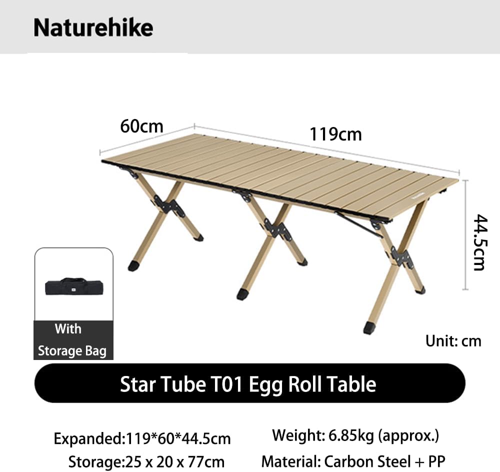 طاولة Naturehike Simple Star T01 بشرائح قابلة للطي – كاكي | كبيرة 