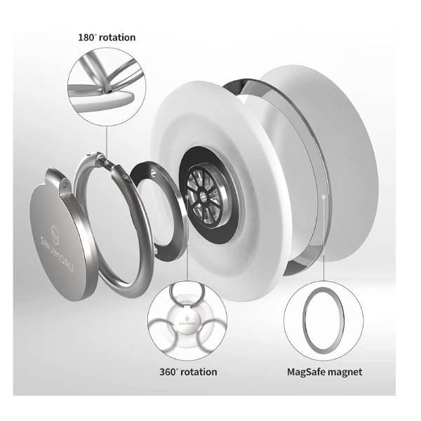 حامل حلقي مغناطيسي للهاتف Sinjimoru M-Ringo لحافظة Apple MagSafe - أسود معدني | SMA-RING-MINI-MB-US