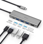 موزع Alpha 5-in-1 USB-C متعدد المنافذ من Wiwu | رمادي