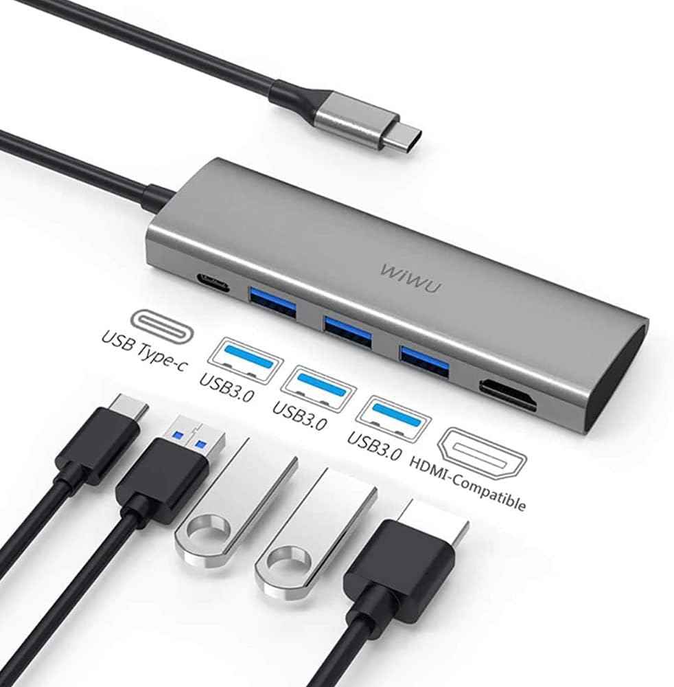 موزع Alpha 5-in-1 USB-C متعدد المنافذ من Wiwu | رمادي