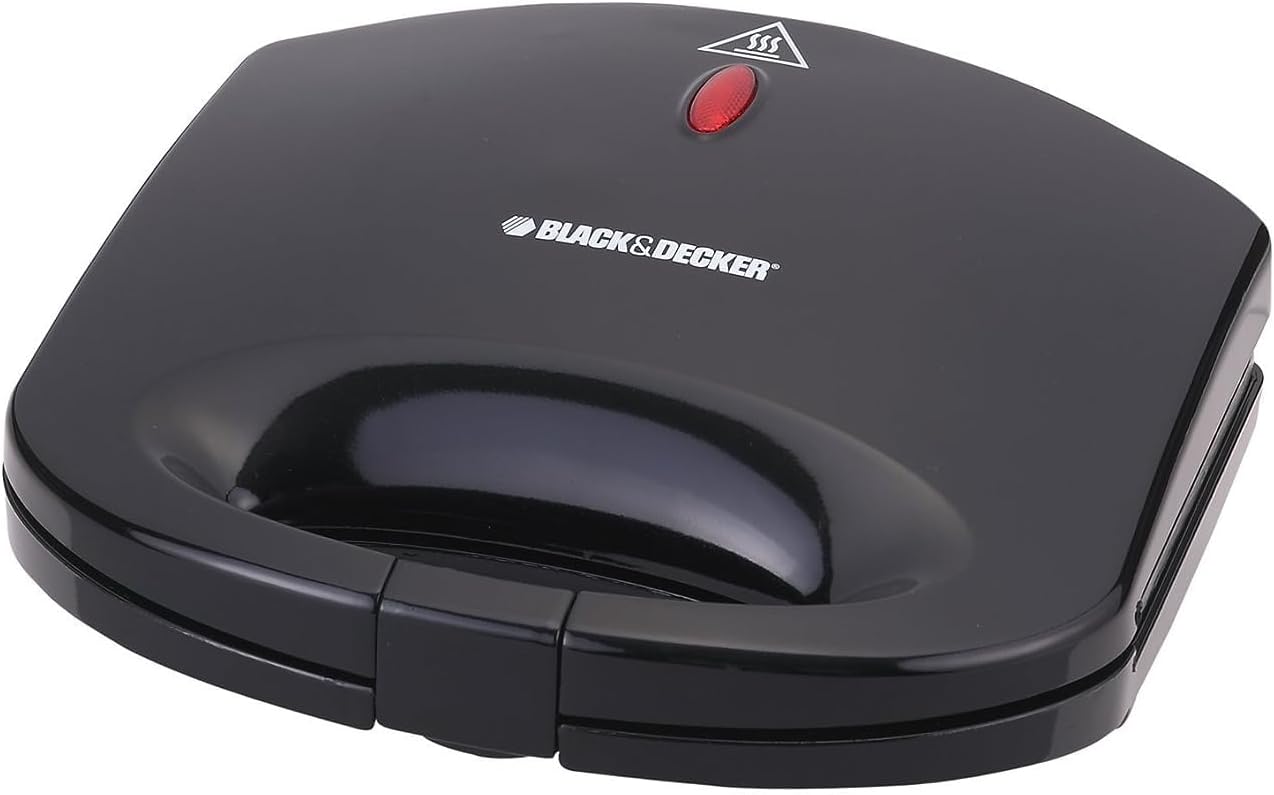 صانعة الساندويتش TS1000-B5 من Black & Decker  شريحتين قوة 600 واط | أسود