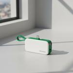 بطارية شحن متنقلة 1-Power Mini بسعة 5000 مللي أمبير مع كيبل USB-C قابل للطي مدمج من Momax | أخضر