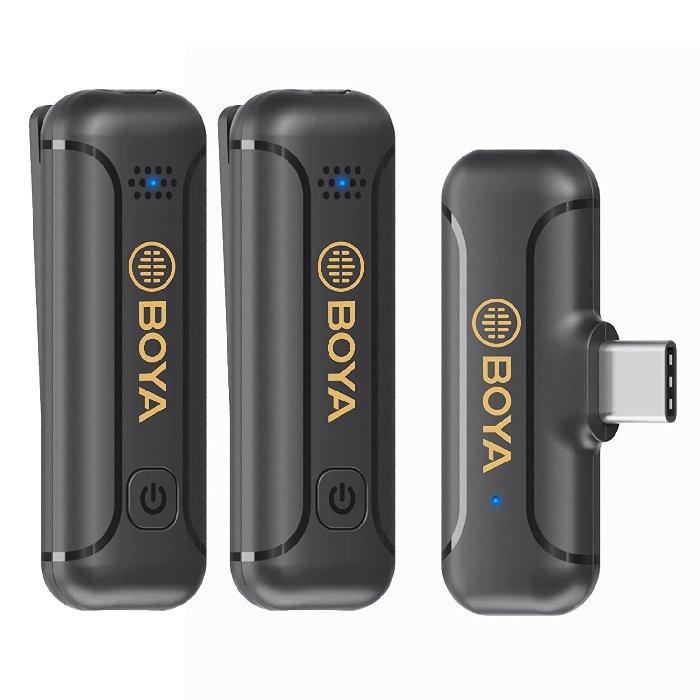 BOYA BY-WM3T2-U2 Dual Wireless Lavalier Microphone 2.4GHz with USB-C Connector | Black