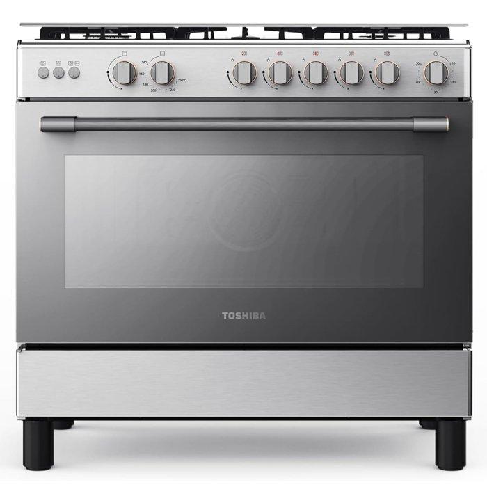 Toshiba 90X60cm Stainless Steel Gas Cooker with 115L Capacity