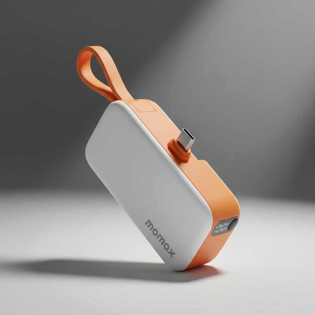 بطارية شحن 1-Power ميني 5000 مللي أمبير في الساعة بطارية USB C قابلة للطي من Momax | برتقالي