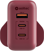 شاحن aslitec VexoraGaN بقدرة 65 واط – شاحن GaN مدمج بثلاثة منافذ USB-A وUSB-C مزدوج
