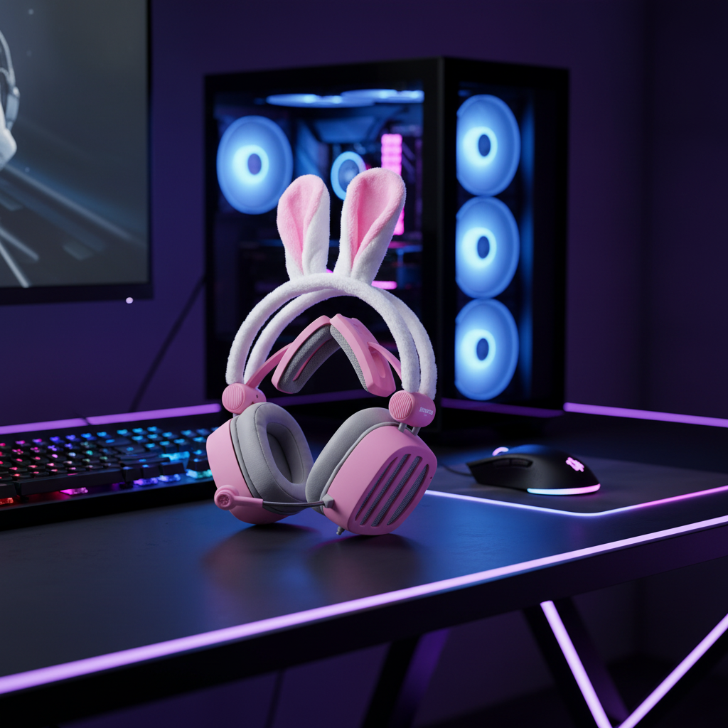 XIBERIA Gaming Headset with Rabbit Ear with 3.5mm