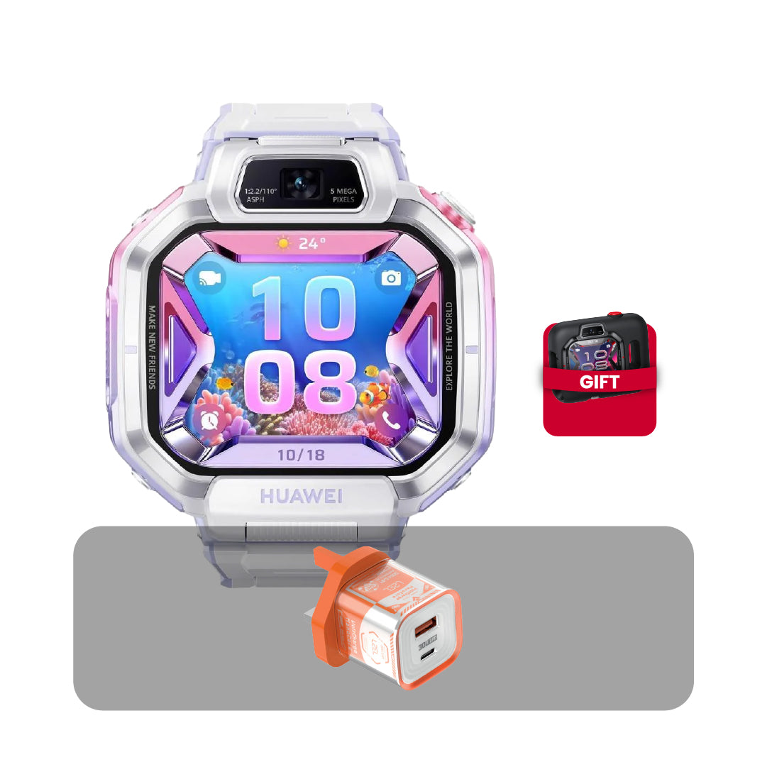 ساعة Huawei Watch Kids X1 Pro، سعة تخزين 64 جيجابايت، مقاس 120-190 مم، كاميرا بدقة 13 ميجابكسل + عرض الباندل | بنفسجي