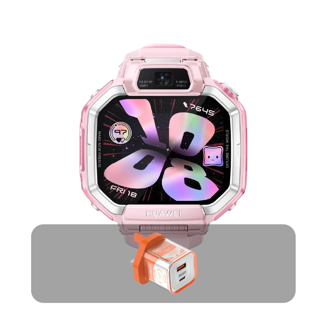 ساعة Huawei Watch Kids X1، سعة تخزين 32 جيجابايت، كاميرا خلفية بدقة 13 ميجابكسل + عرض الباندل | وردي