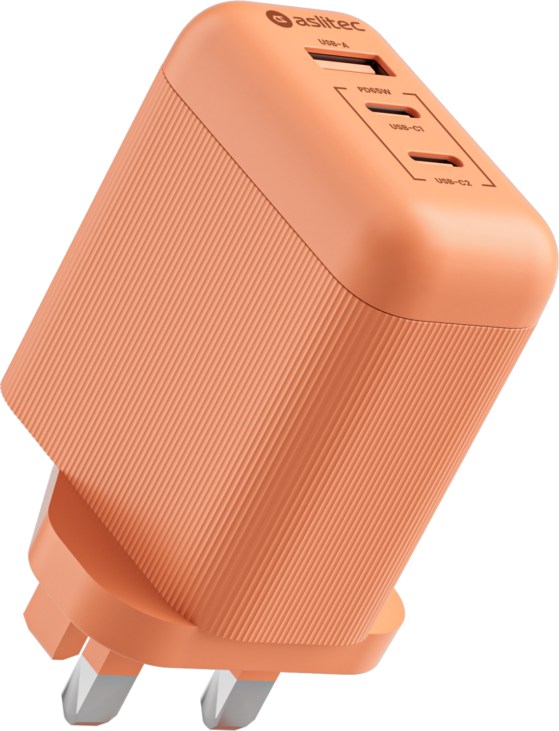 شاحن aslitec VexoraGaN بقدرة 65 واط – شاحن GaN مدمج بثلاثة منافذ USB-A وUSB-C مزدوج