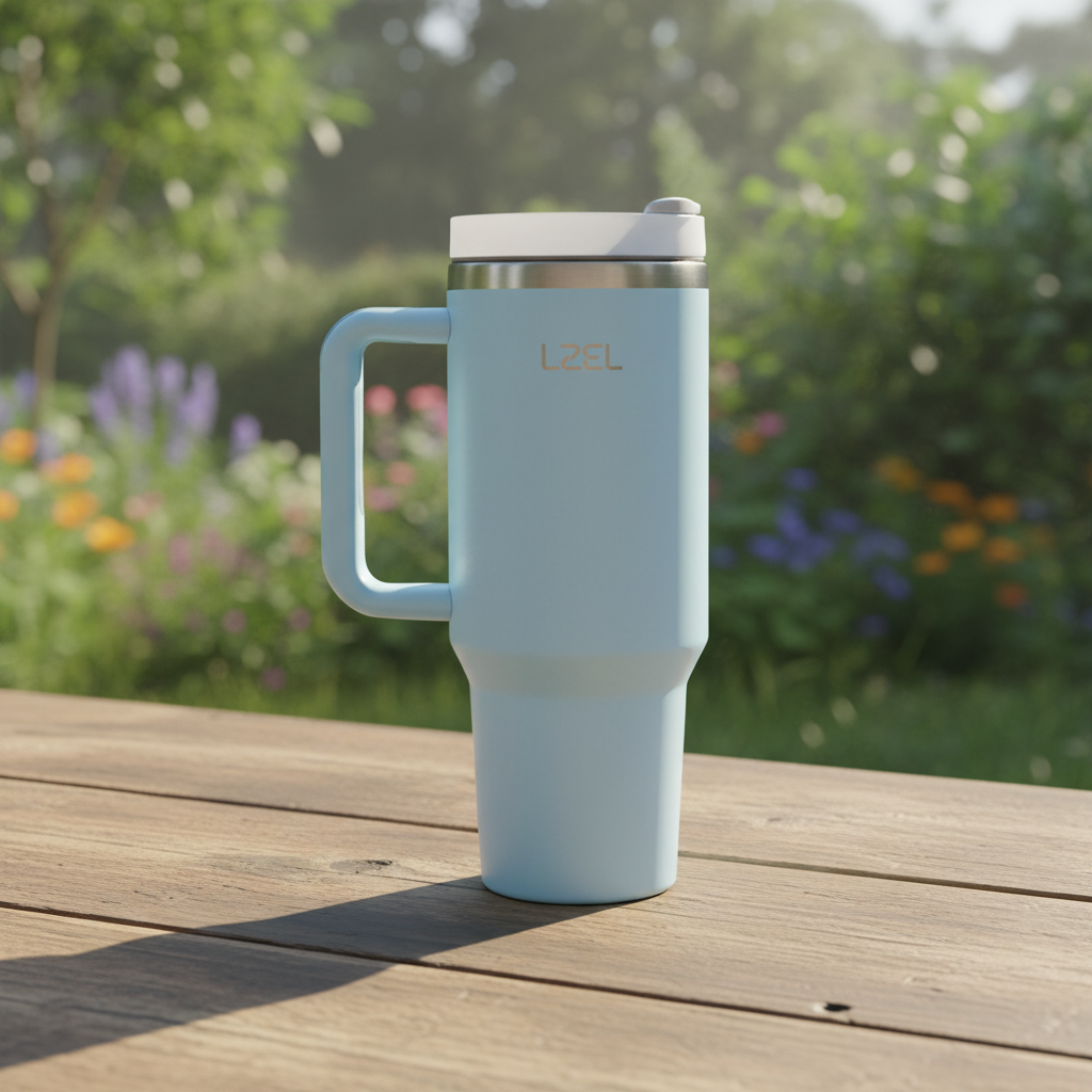 LZEL Tumbler With Handle 800ML Aqua Pure Vacuum Insulated | Lake Blue