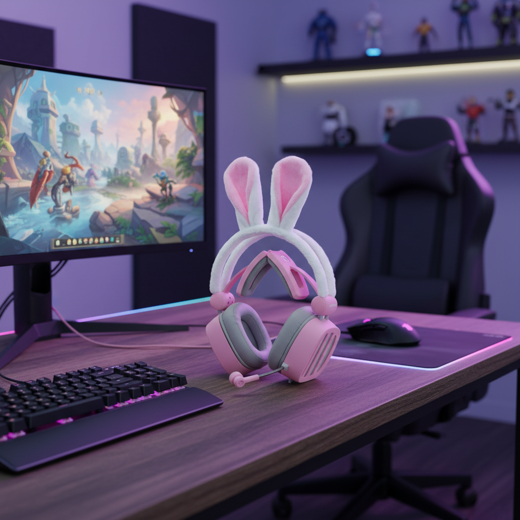 XIBERIA Gaming Headset with Rabbit Ear with 3.5mm