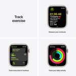 ساعة Apple Watch Series 7 (GPS + Cellular) مقاس 45 مم – هيكل ألومنيوم ستارلايت مع سوار رياضي ستارلايت