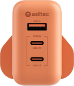 شاحن aslitec VexoraGaN بقدرة 65 واط – شاحن GaN مدمج بثلاثة منافذ USB-A وUSB-C مزدوج