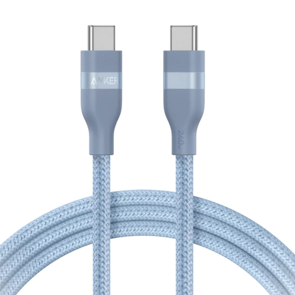 Anker USB-C to USB-C Cable 240W – Upcycled Braided, 0.9m (3ft), Fast Charging | Blue