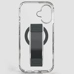 Asli Global iPhone 16 Leather Grip Case | Clear/Gray
