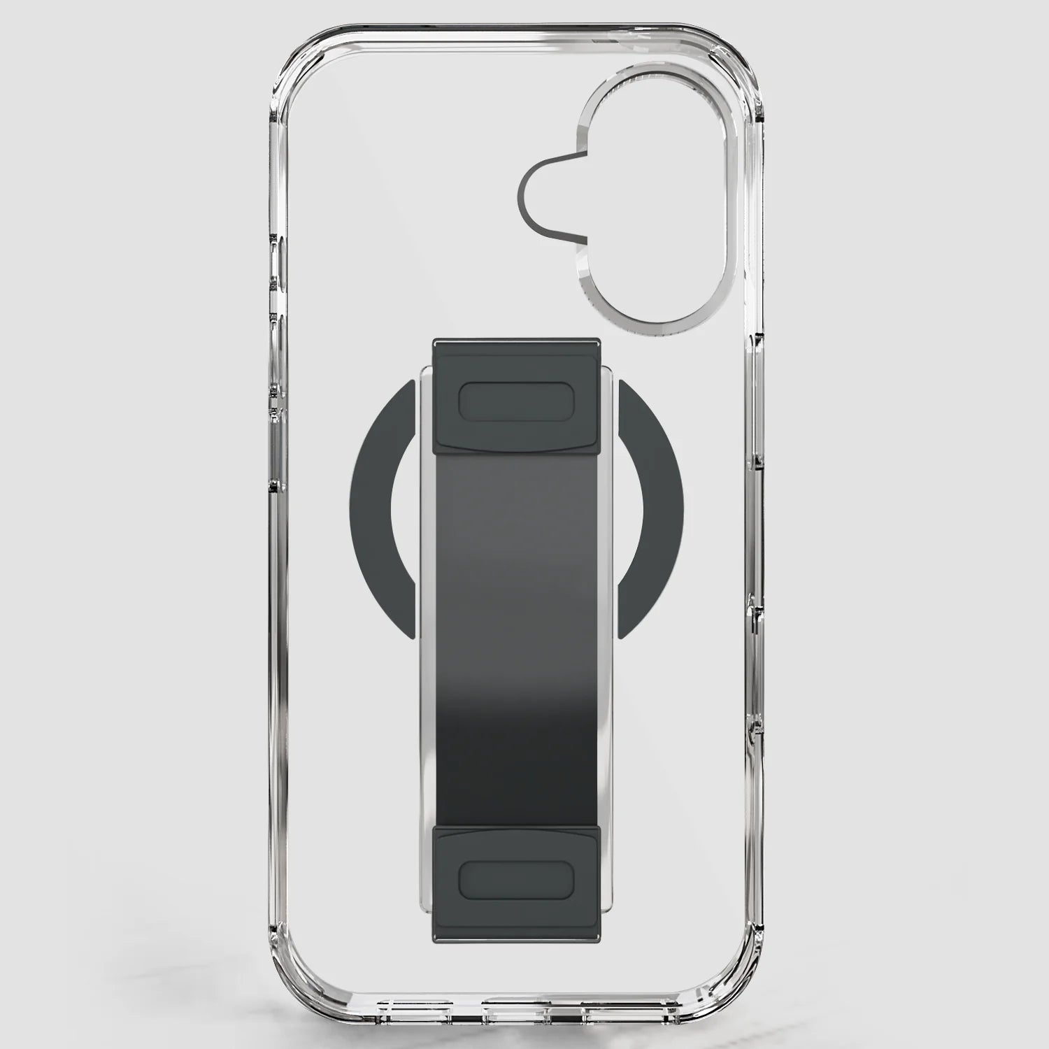 Asli Global iPhone 16 Leather Grip Case | Clear/Gray