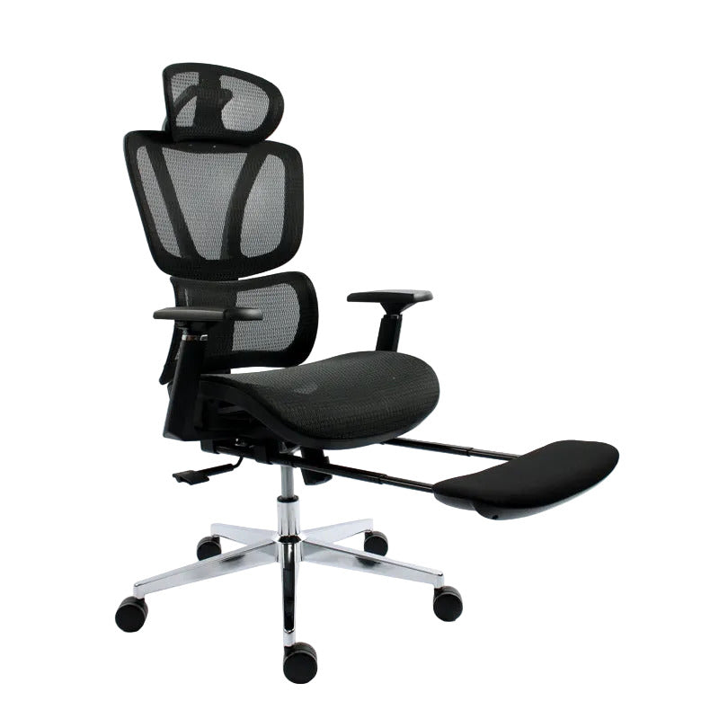 Black Bull Mesh Office and Gaming Chair with Footrest | Black