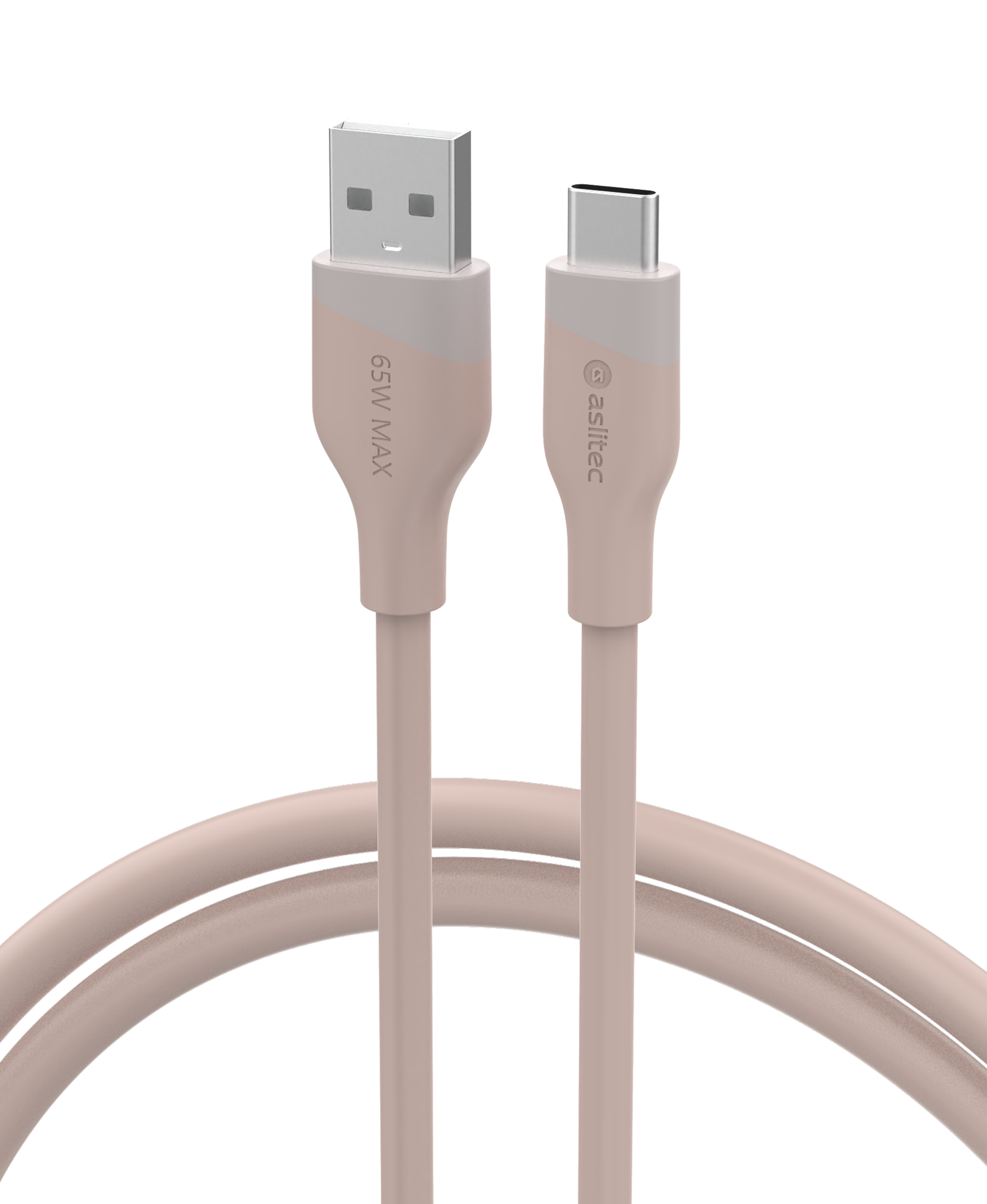 كابل aslitec SILICORECHARGE للشحن السريع ونقل البيانات بقدرة 65 واط – من USB-A إلى USB-C
