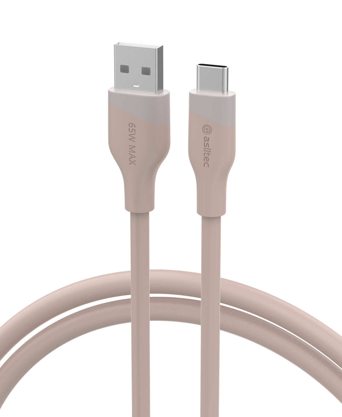 كابل aslitec SILICORECHARGE للشحن السريع ونقل البيانات بقدرة 65 واط – من USB-A إلى USB-C