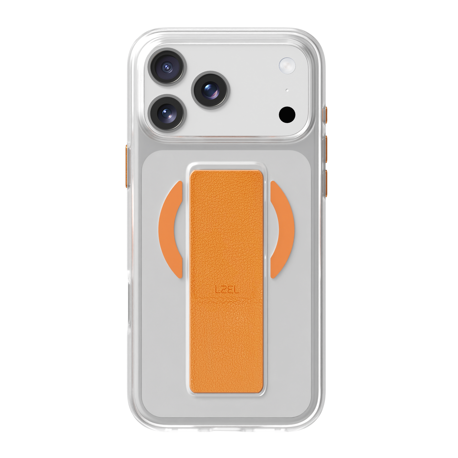 LZEL MagClear LeatherGrip Case for iPhone 17 Pro | Papaya