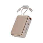 باور بانك من 90% percent بسعة 22.5 واط، مزود بكابلين مدمجين | Usb-C & Usb-A, And With Lightning | رمادي