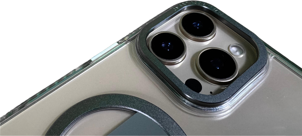 LZEL iPhone 16 Pro Max Primemag Grip Anti-drop Case With Metal Ring And Silicone Band | Clear/Gray