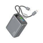 LZEL Neurovolt 15K Pd45W Mini Power Bank Pd3.0 & Qc3.0 | Usb-C Cable & Lightning Cable | Gray