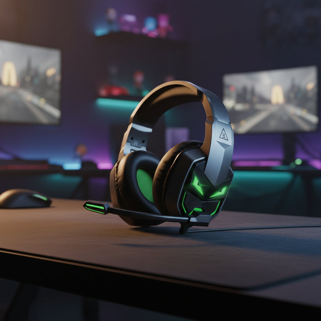 EKSA Gaming Headset With 3.5mm Jack With Led Light | Black