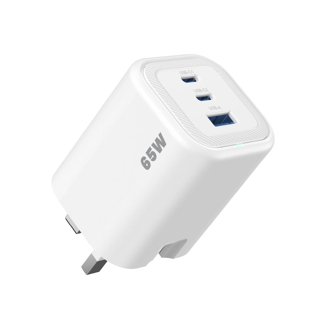 Asli  Global Maxcharge 65 Gan 3-Port Usb-A & Dual Usb-C Fast Charger | White