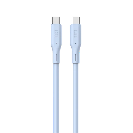 كيبل من Lzel نوع USB-C إلى USB-C 2.0، نقل بيانات بسرعة 480Mbps، طاقة 48V 5A، PD بقوة 240W، غلاف سيليكون سائل ناعم، هيكل TPE، طول 1 متر | بنفسجي