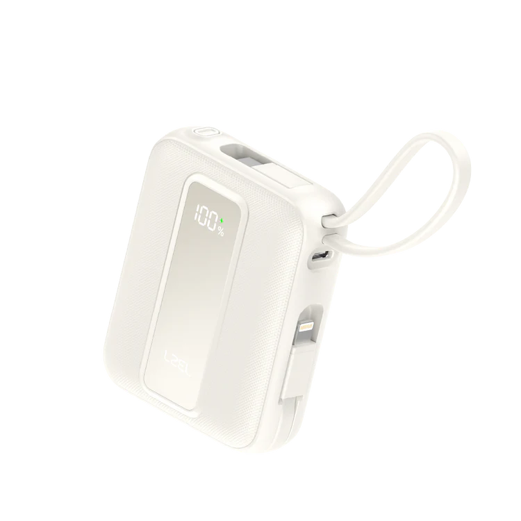 LZEL AMPNEO1O Mini 10000mAh PD Power Bank 30W | Built-in Type-C & Lightning Cable | Type-C Input/Output