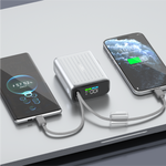 LZEL Neurode 10K Pd 35W Mini Power Bank Pd3.0 & Qc3.0 | Usb-C Cable & Lightning Cable | Silver