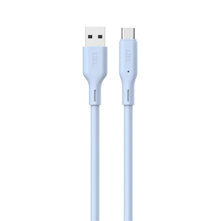 كيبل من Lzel نوع USB-A إلى USB-C 2.0، نقل بيانات بسرعة 480Mbps، طاقة 5V 3A، غلاف سيليكون سائل ناعم، هيكل TPE، طول 1 متر | بنفسجي