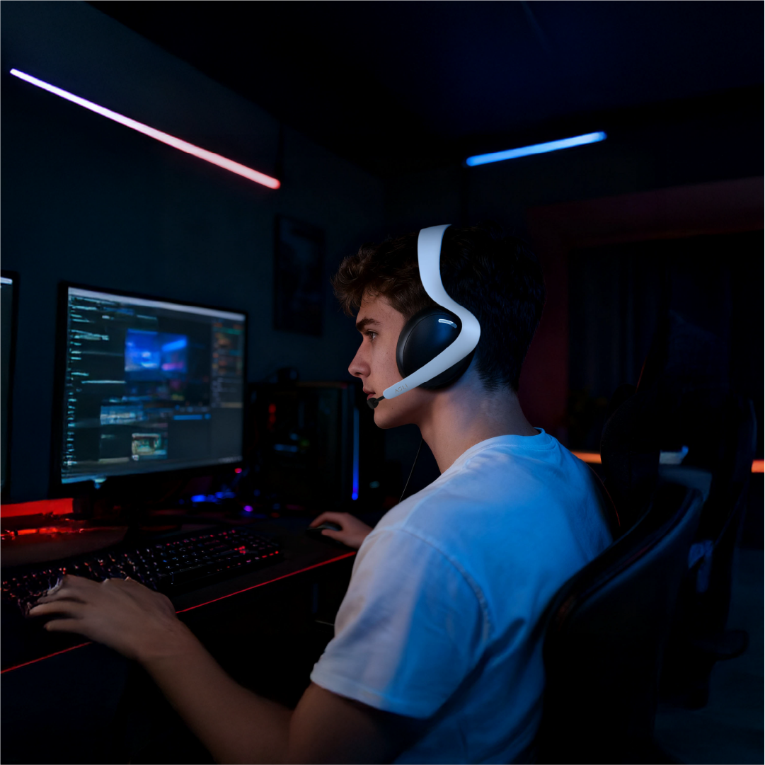 Asli Global Wavetune Series High-Performance 2.4G Wireless Tri-Mode Gaming Headset | White