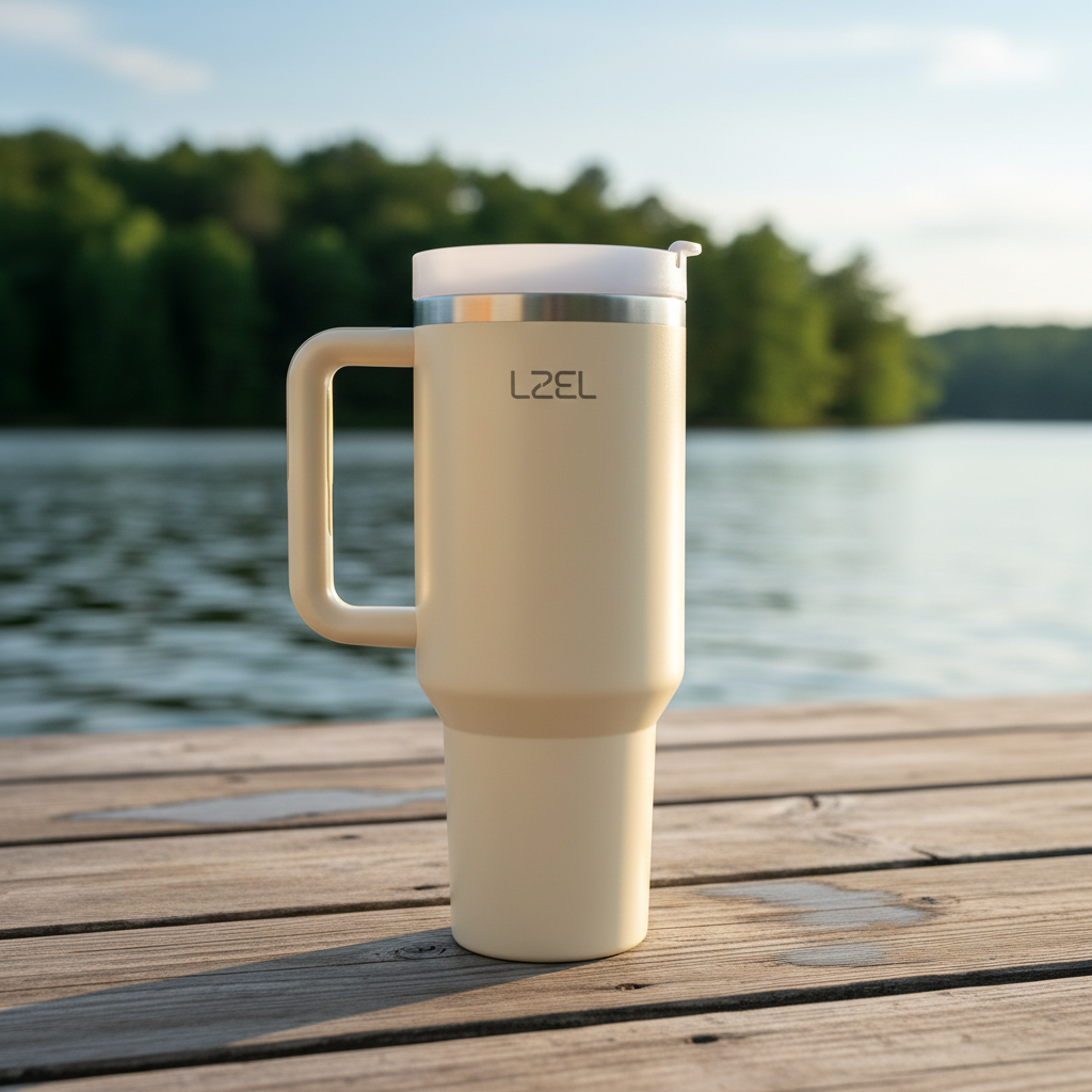 LZEL Tumbler With Handle 800ML Aqua Pure Vacuum Insulated | Rose Quartz
