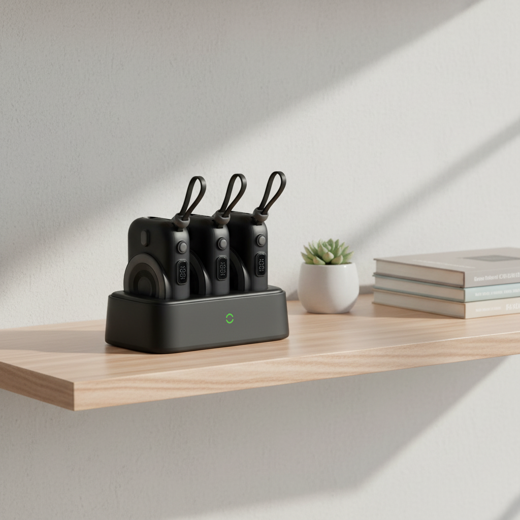 LZEL TrioEnergia Station - Trio 10,000mAh Wireless Power Bank & Charging Dock With Built-in Cable | Black